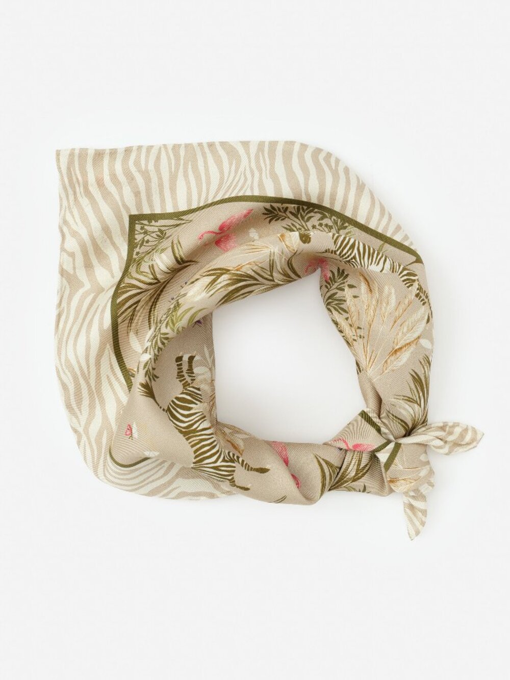 J McLaughlin Nikka Silk Scarf in Zebra Story Court - Stone NEW